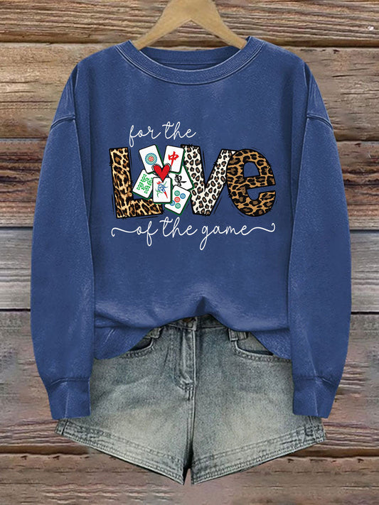 Divertido Mah Jongg Impreso Casual Sudadera Mujer