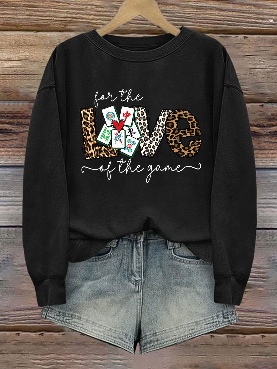Divertido Mah Jongg Impreso Casual Sudadera Mujer