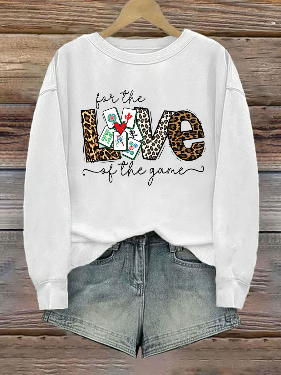 Divertido Mah Jongg Impreso Casual Sudadera Mujer