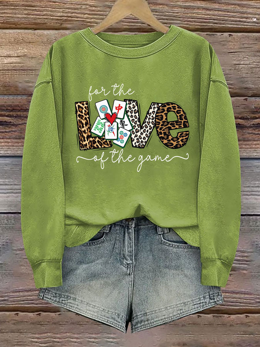 Divertido Mah Jongg Impreso Casual Sudadera Mujer