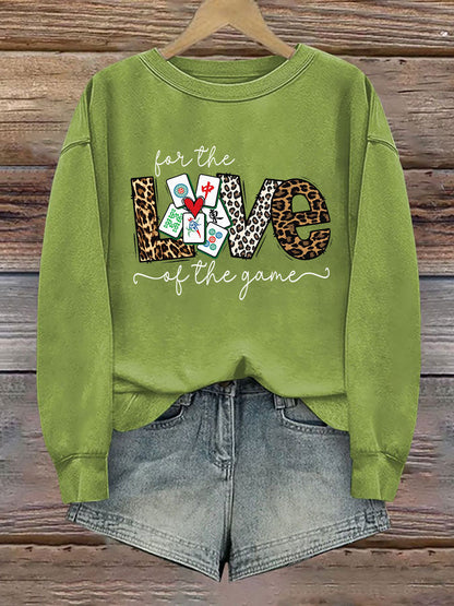 Divertido Mah Jongg Impreso Casual Sudadera Mujer