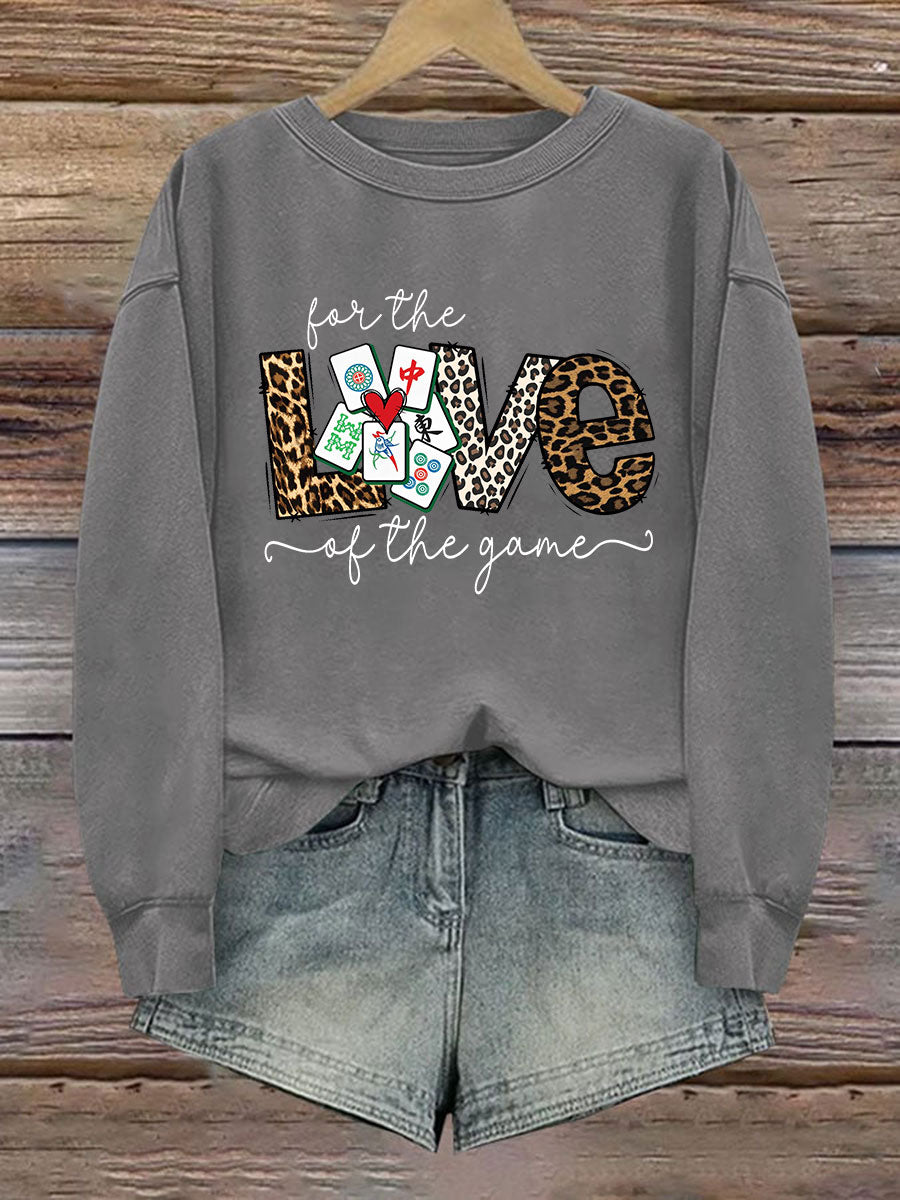 Divertido Mah Jongg Impreso Casual Sudadera Mujer