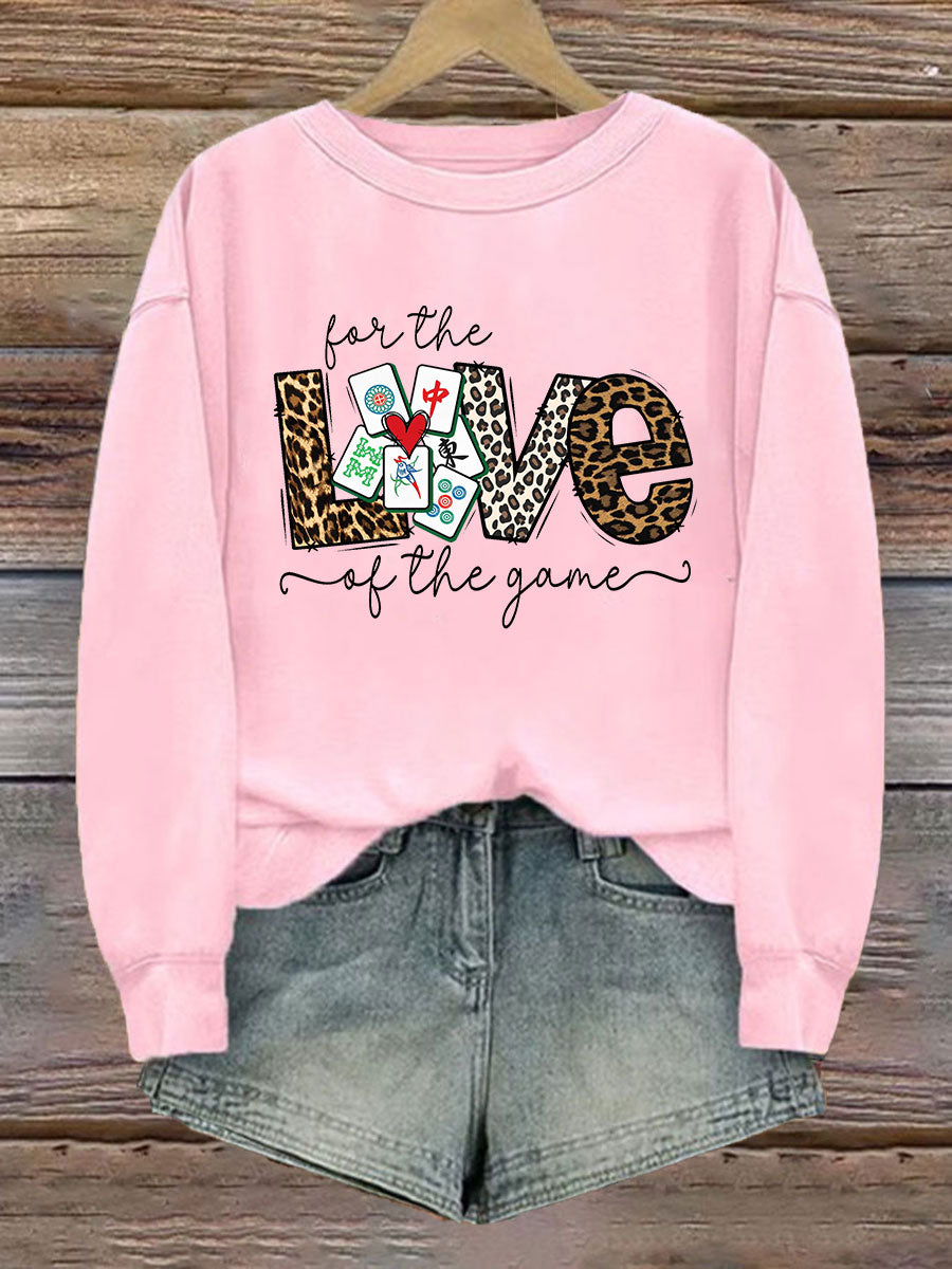Divertido Mah Jongg Impreso Casual Sudadera Mujer