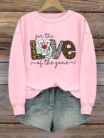 Divertido Mah Jongg Impreso Casual Sudadera Mujer