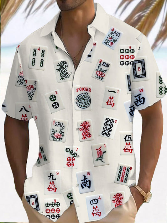 Camisa de manga corta Mahjong para hombre