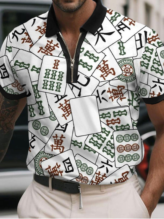 Camisa polo de los hombres de la impresión de Mahjong