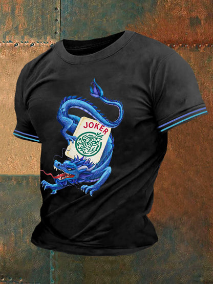 Camiseta casual impresa Mahjong divertida de los hombres