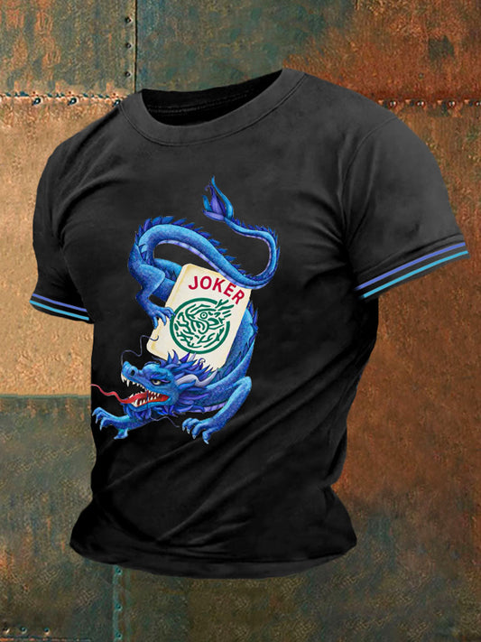 Camiseta casual impresa Mahjong divertida de los hombres