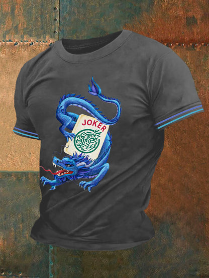 Camiseta casual impresa Mahjong divertida de los hombres