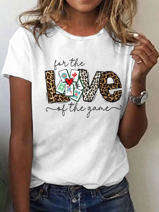Camiseta casual impresa Mahjong divertida de las mujeres