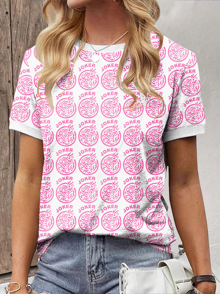 Camiseta casual impresa Mahjong divertida de las mujeres