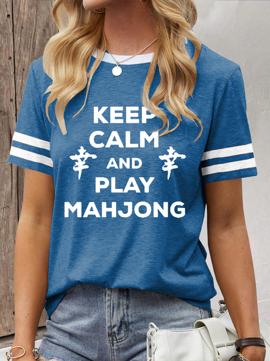 Camiseta casual impresa Mahjong divertida de las mujeres