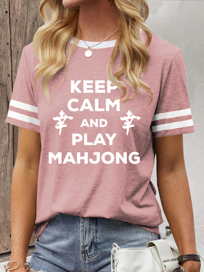 Camiseta casual impresa Mahjong divertida de las mujeres