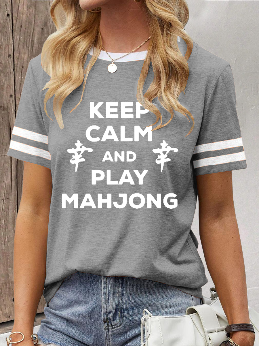 Camiseta casual impresa Mahjong divertida de las mujeres