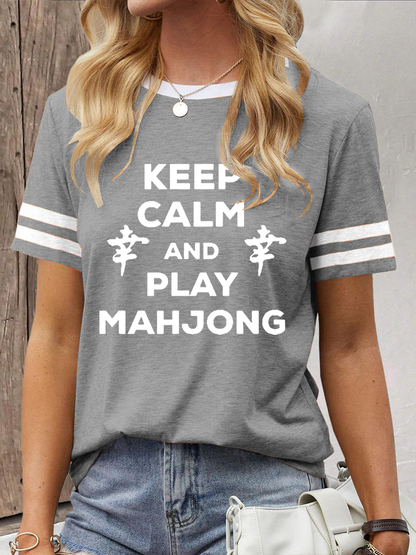 Camiseta casual impresa Mahjong divertida de las mujeres