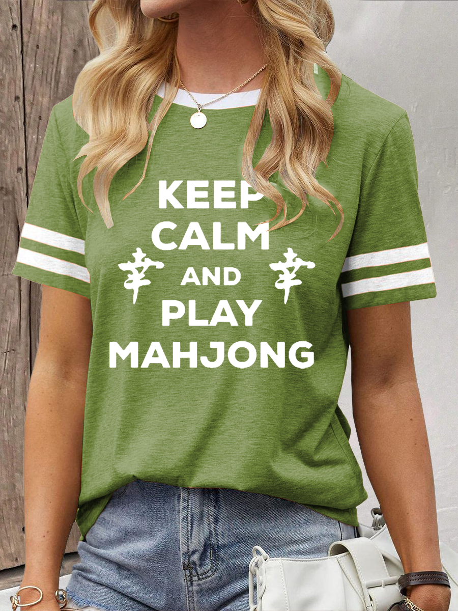 Camiseta casual impresa Mahjong divertida de las mujeres