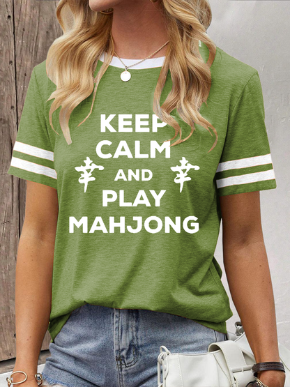 Camiseta casual impresa Mahjong divertida de las mujeres