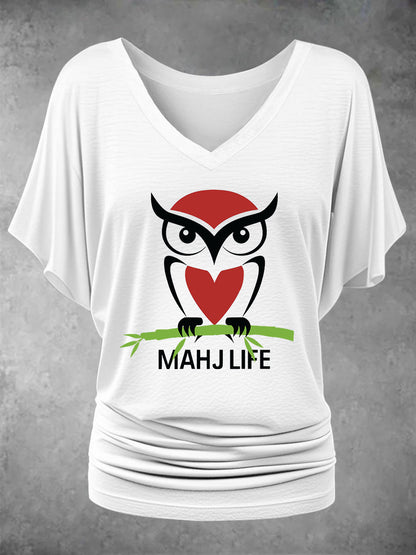 Camiseta casual impresa Mahjong divertida de las mujeres