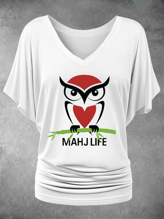 Camiseta casual impresa Mahjong divertida de las mujeres