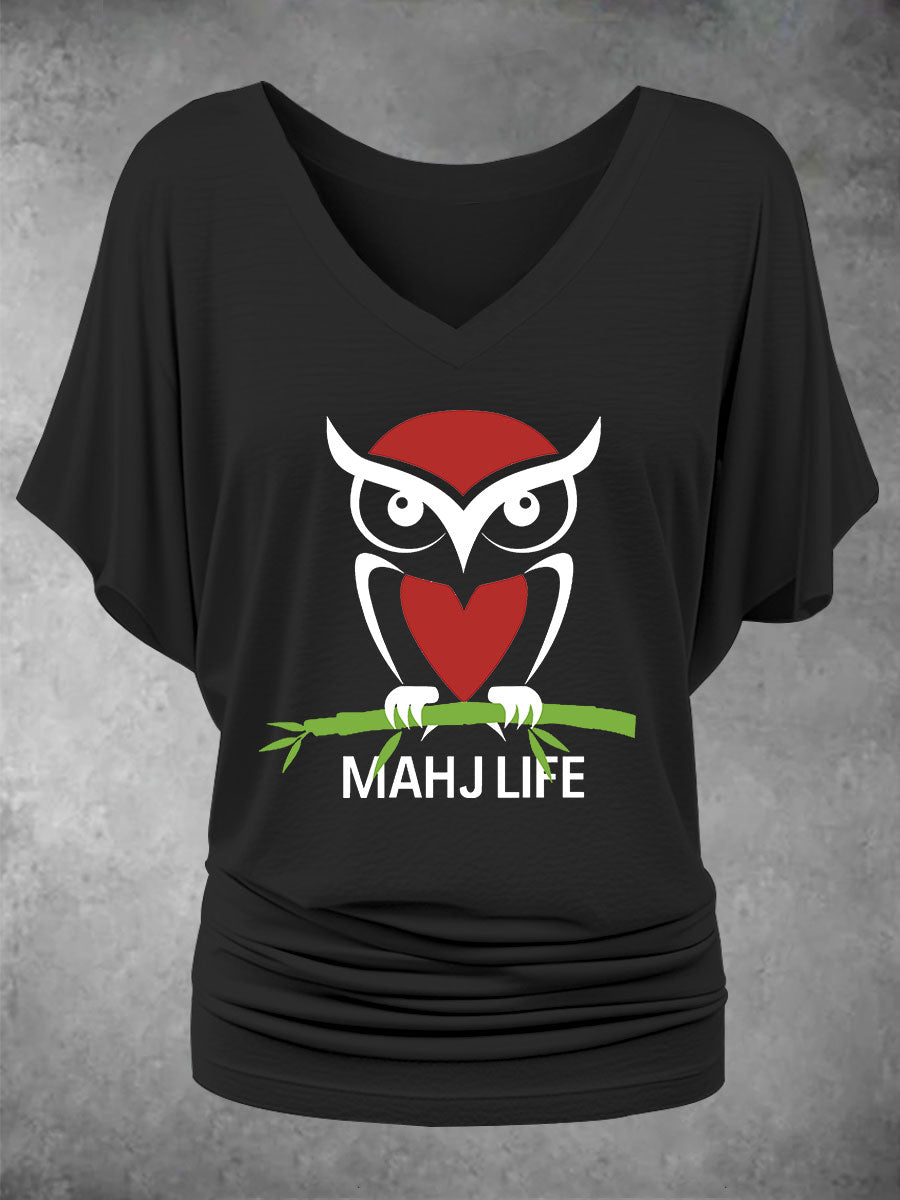 Camiseta casual impresa Mahjong divertida de las mujeres