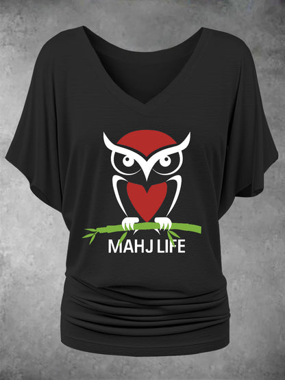 Camiseta casual impresa Mahjong divertida de las mujeres