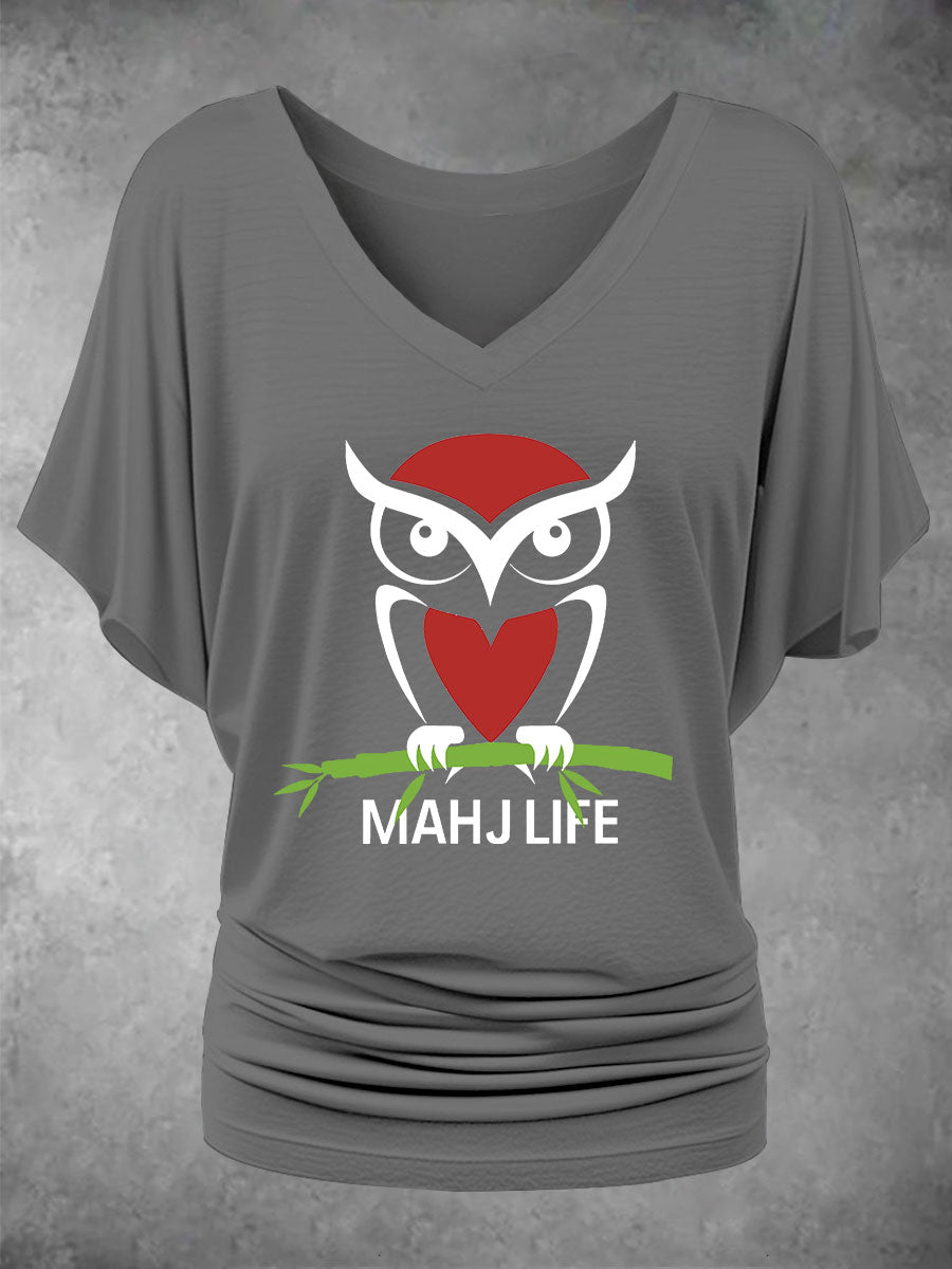 Camiseta casual impresa Mahjong divertida de las mujeres