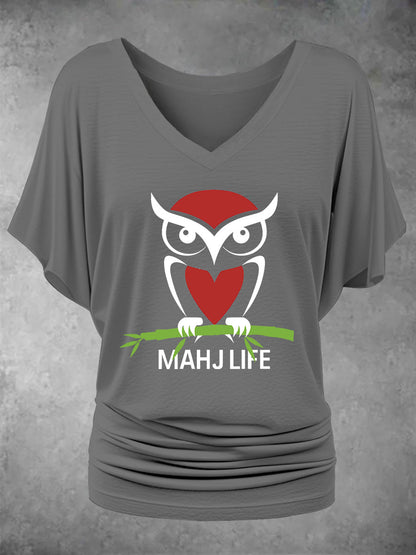 Camiseta casual impresa Mahjong divertida de las mujeres