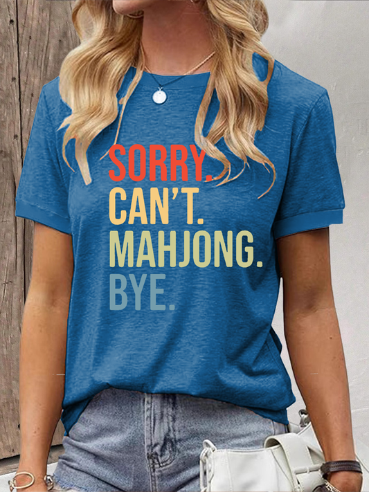 Camiseta casual impresa Mahjong divertida de las mujeres