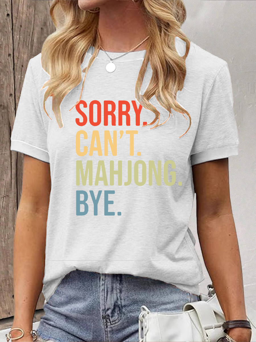 Camiseta casual impresa Mahjong divertida de las mujeres