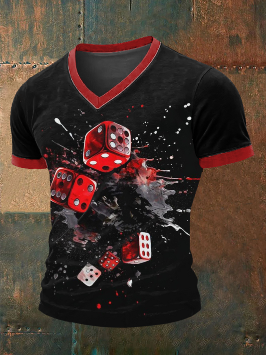 Hombres Mahjong Dados Casual Camiseta