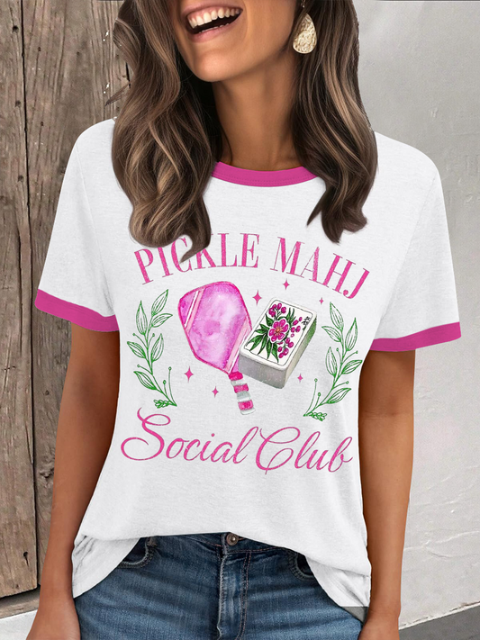 Camiseta casual de mujer pepinillo mahj club social