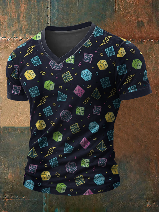 Hombres Mahjong Dados Casual Camiseta