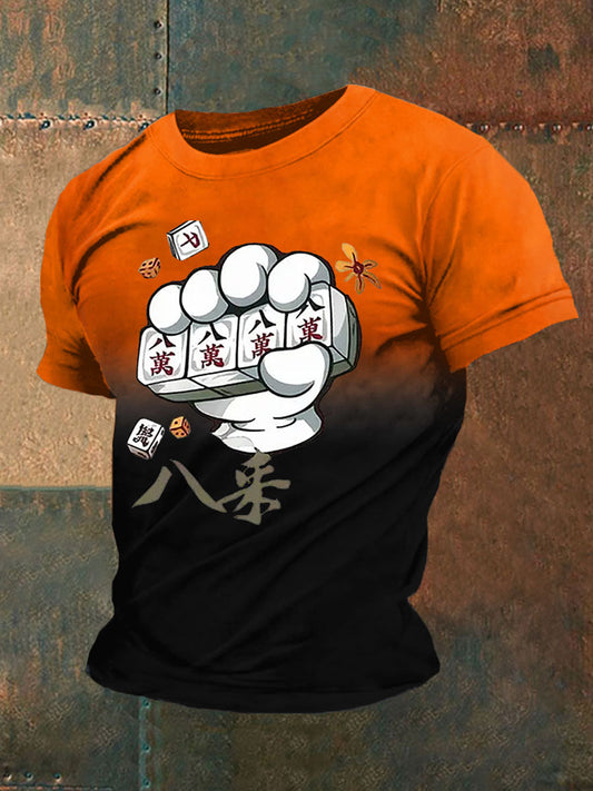 Camiseta casual de los hombres Funny Mahjong Print