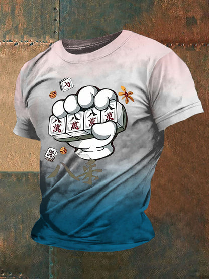 Camiseta casual de los hombres Funny Mahjong Print