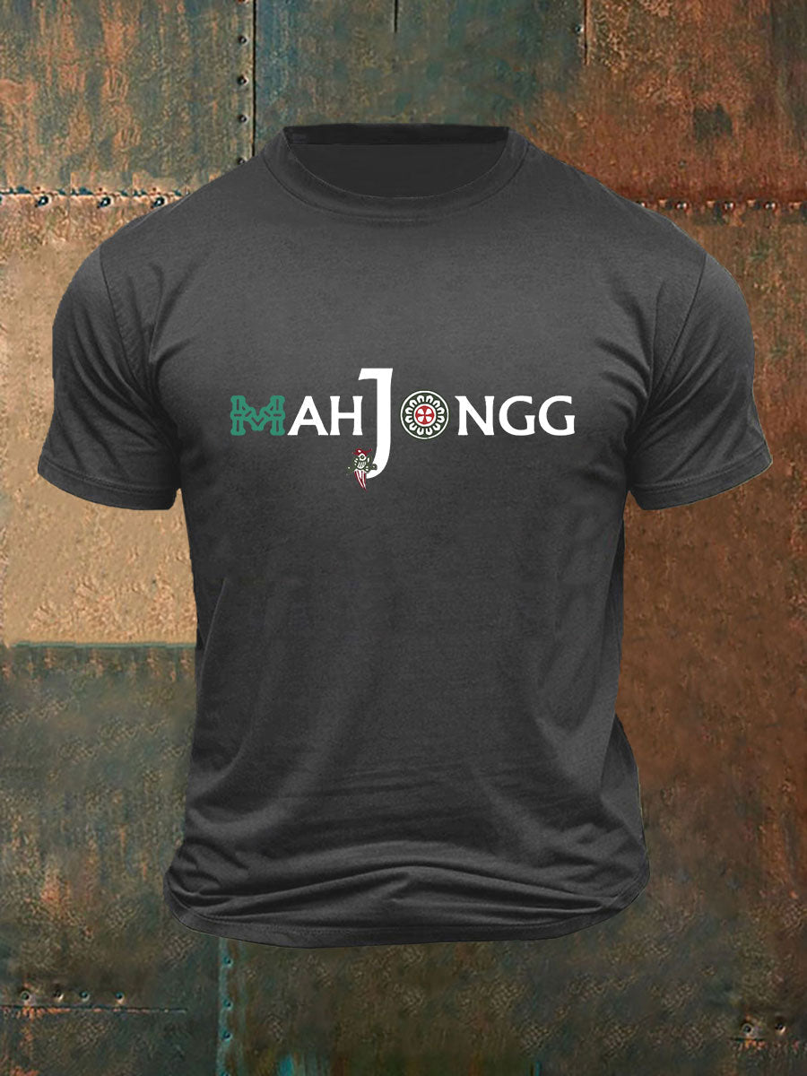 Camiseta impresa Mah Jongg divertida de los hombres