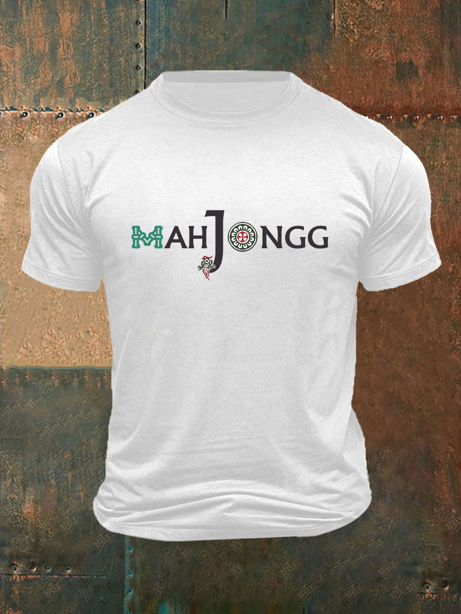 Camiseta impresa Mah Jongg divertida de los hombres