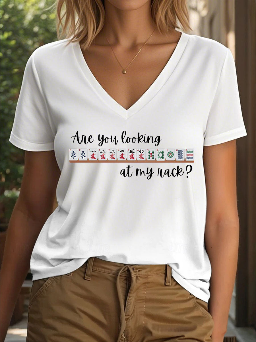 Camiseta Funny Mahjong Print para mujer