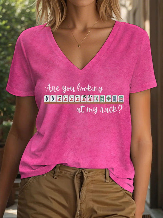 Camiseta Funny Mahjong Print para mujer