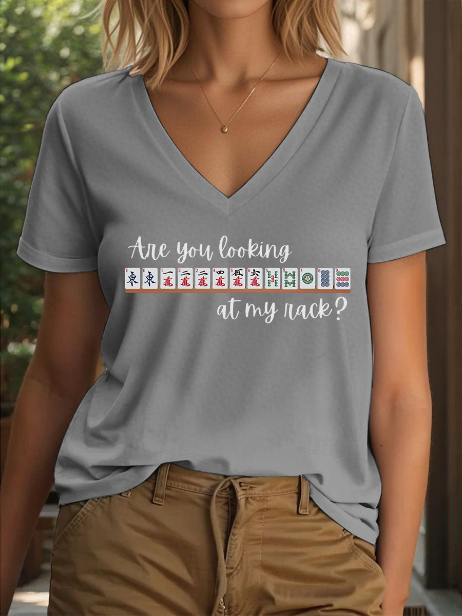 Camiseta Funny Mahjong Print para mujer