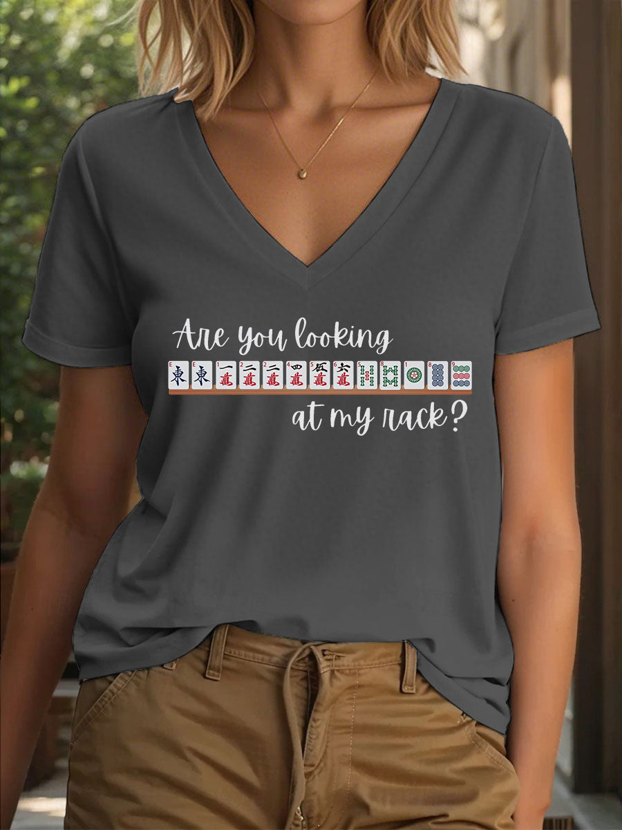 Camiseta Funny Mahjong Print para mujer