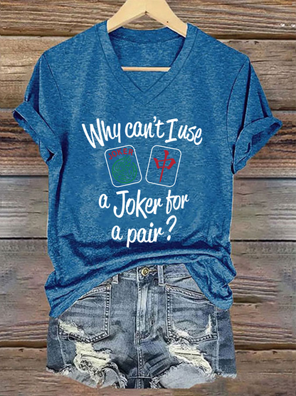 Camiseta Funny Mahjong Print para mujer