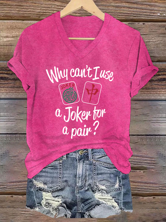 Camiseta Funny Mahjong Print para mujer