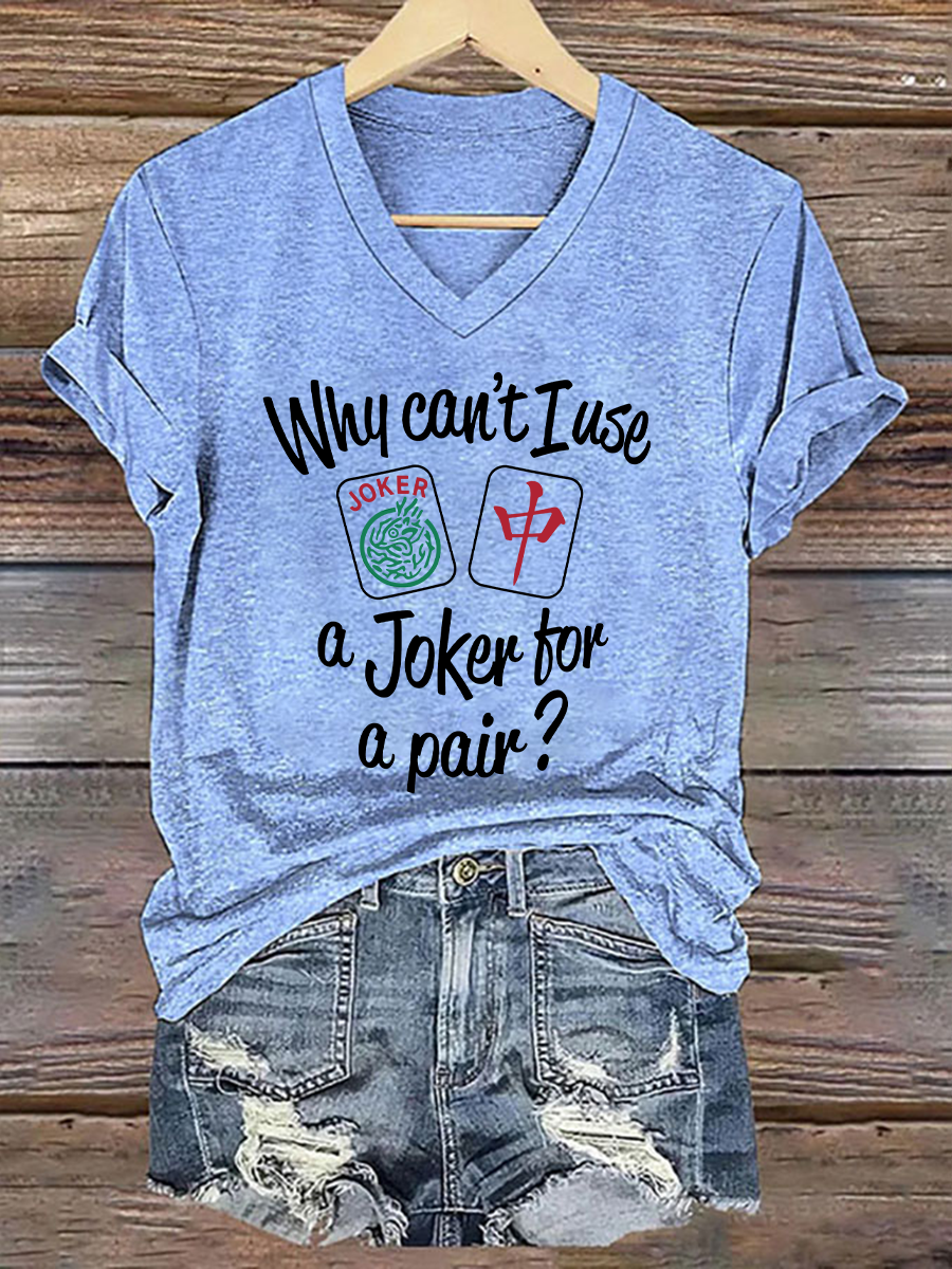 Camiseta Funny Mahjong Print para mujer