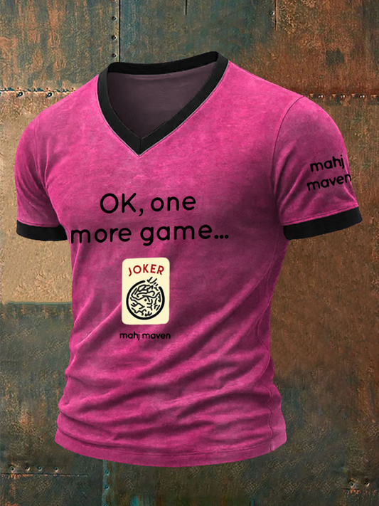 Hombre ok, un juego más mahj maven camiseta con cuello en V