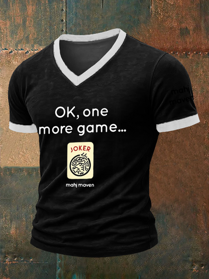 Hombre ok, un juego más mahj maven camiseta con cuello en V