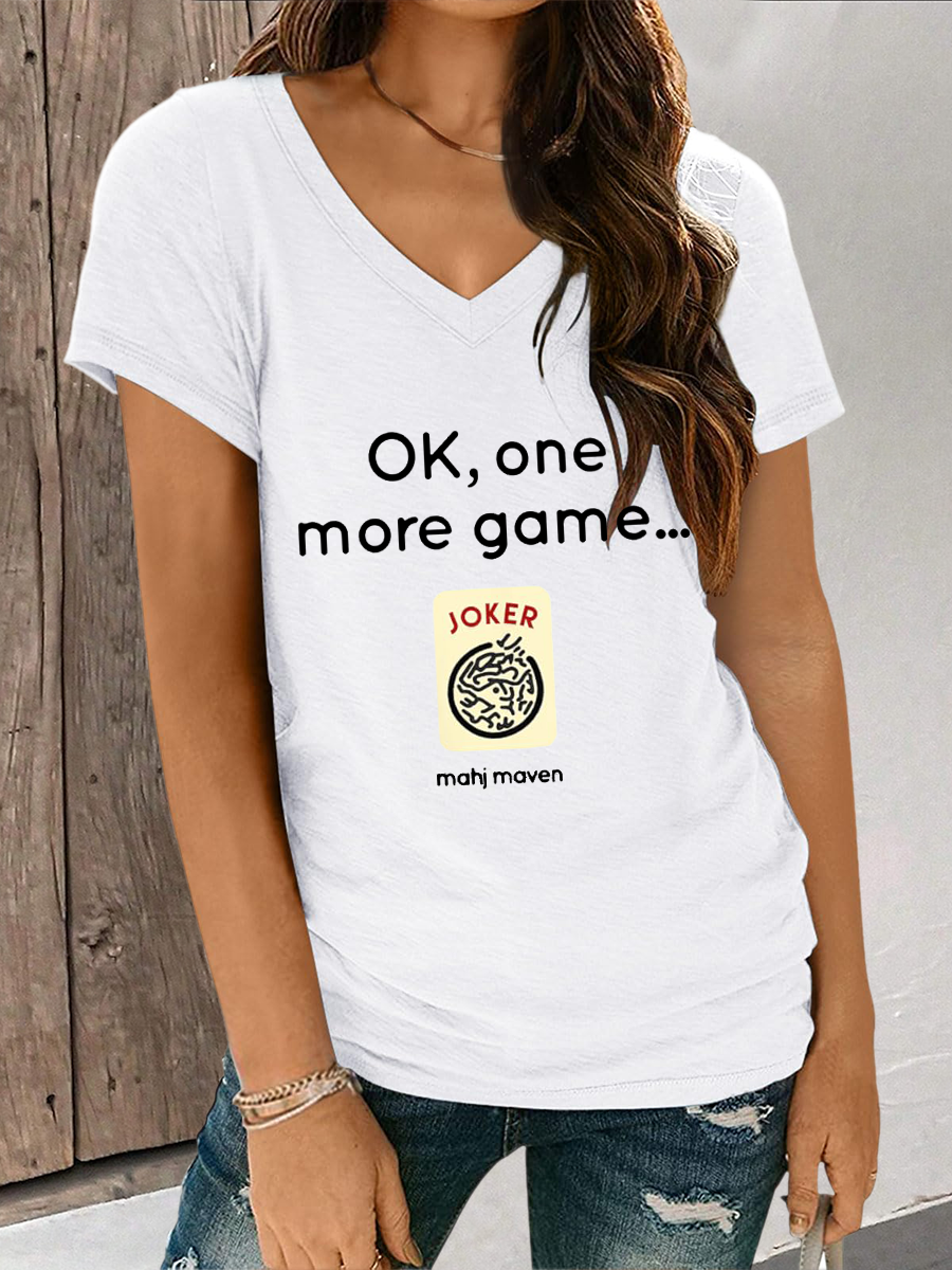 Mujer ok,one more game mahj maven camiseta con cuello en V