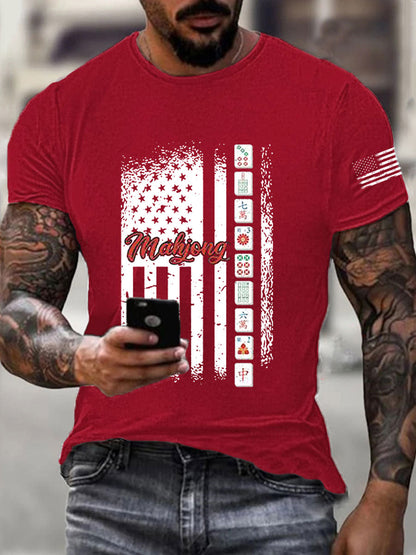 Camiseta casual impresa Mahjong divertida de los hombres