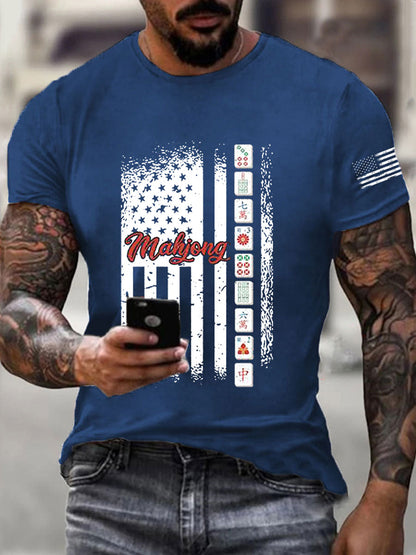 Camiseta casual impresa Mahjong divertida de los hombres
