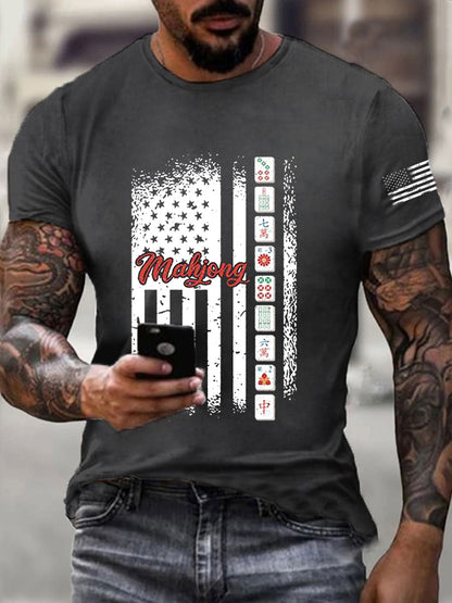 Camiseta casual impresa Mahjong divertida de los hombres