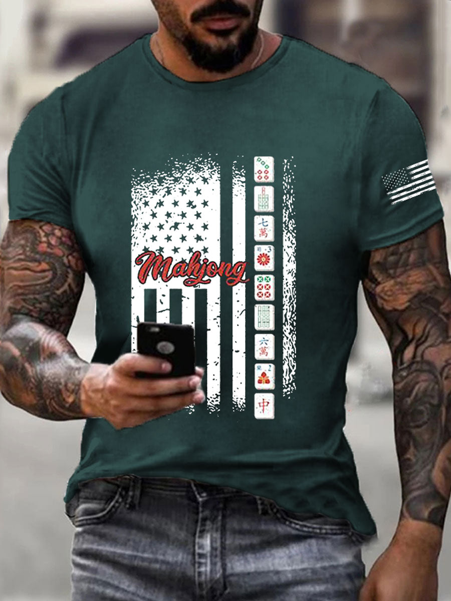 Camiseta casual impresa Mahjong divertida de los hombres